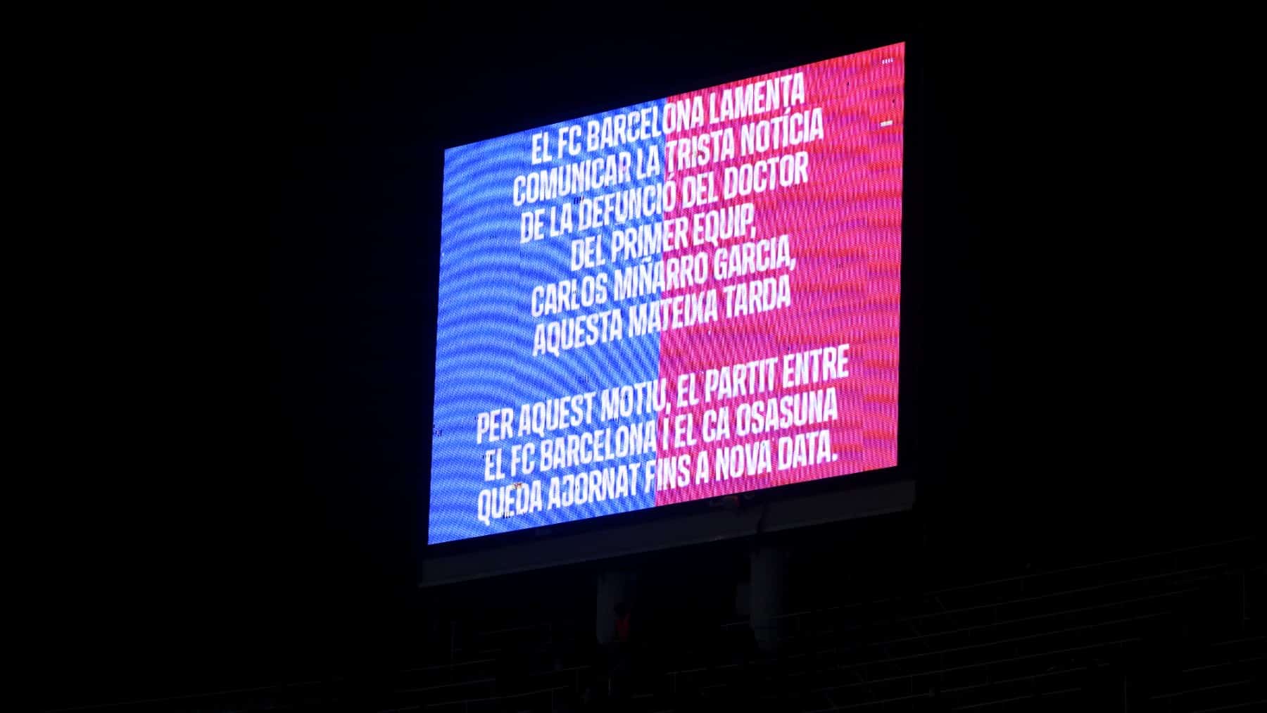 Barça - Osasuna, cancelado