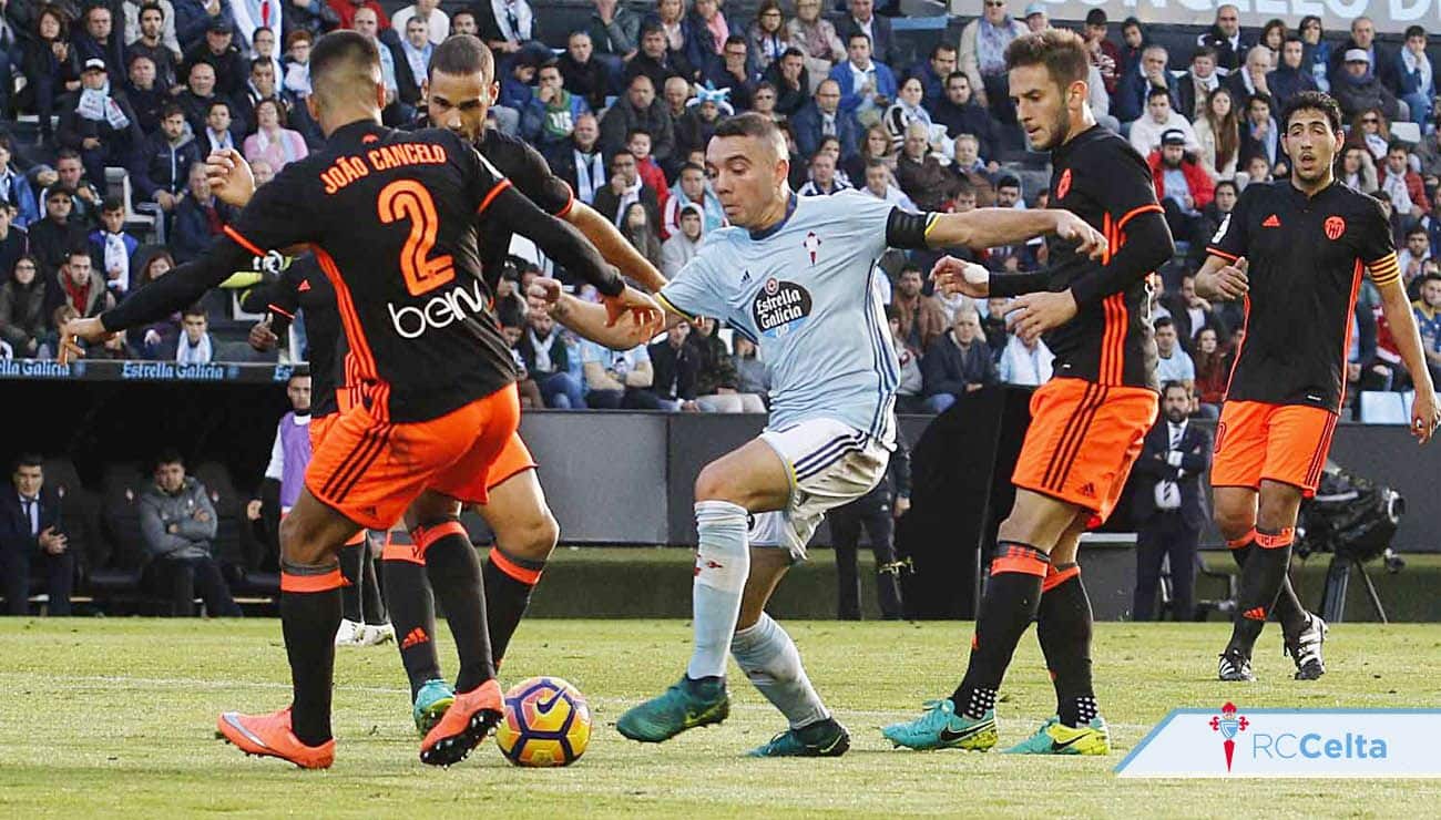 Iago Aspas durante un encuentro frente al Valencia CF | Imagen: RC Celta de Vigo