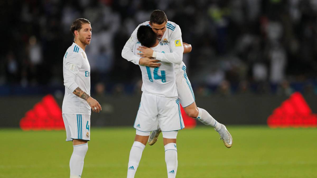 Casemiro y Cristiano celebran el tanto del portugués. Fuente vía: as