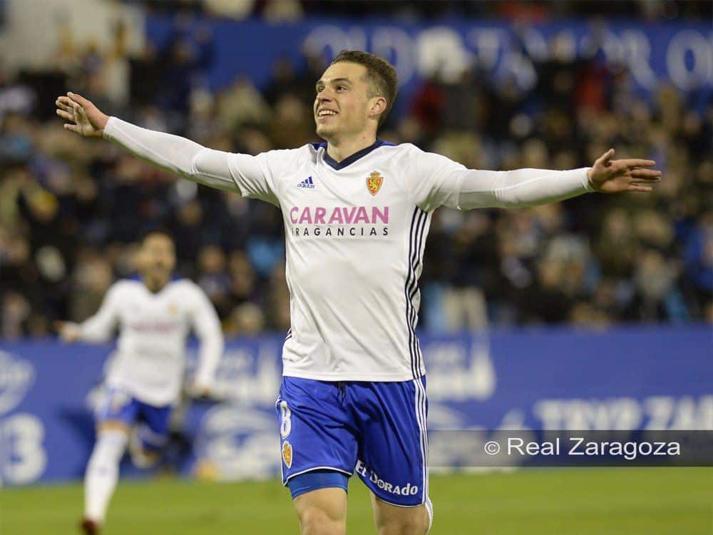 Pombo celebra el gol de la victoria | Imagen: Real Zaragoza
