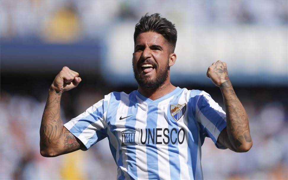 Samu celebrando un gol con el Málaga CF. Foto 100x100 Fan.