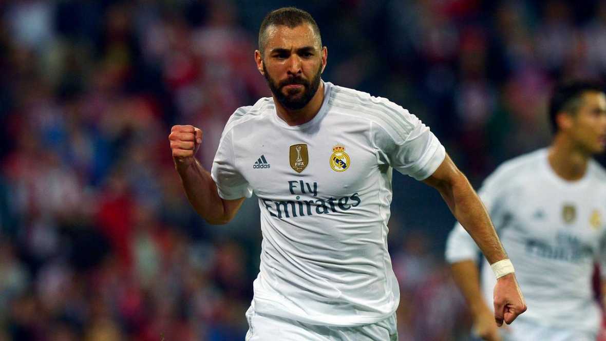 Benzema celebra un tanto con el Madrid. Fuente: rtve.es