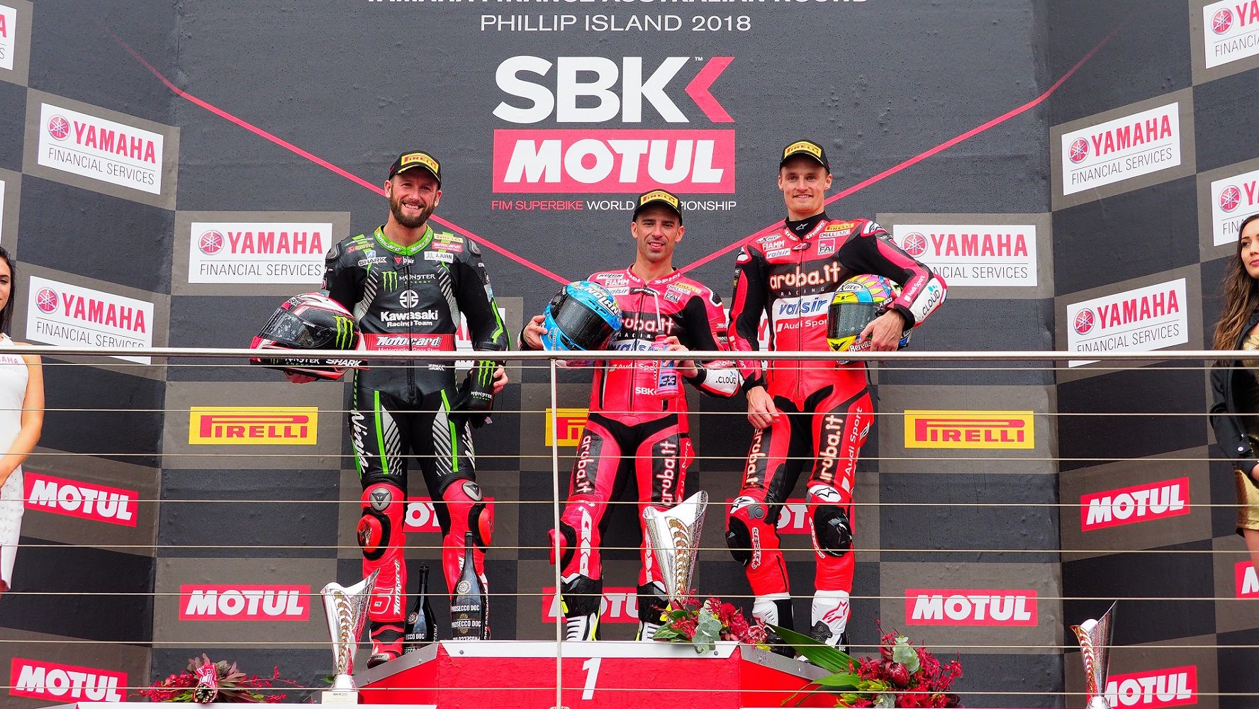 El primer podio del temporada 2018. Foto: worldsbk.com
