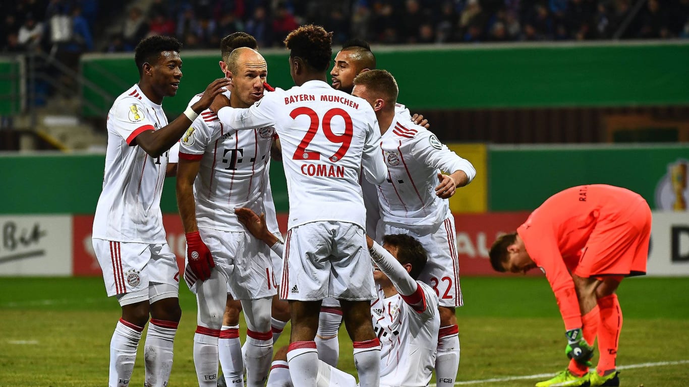 Jugadores del Bayern festejando el primer gol. Vía: fcbayern.com