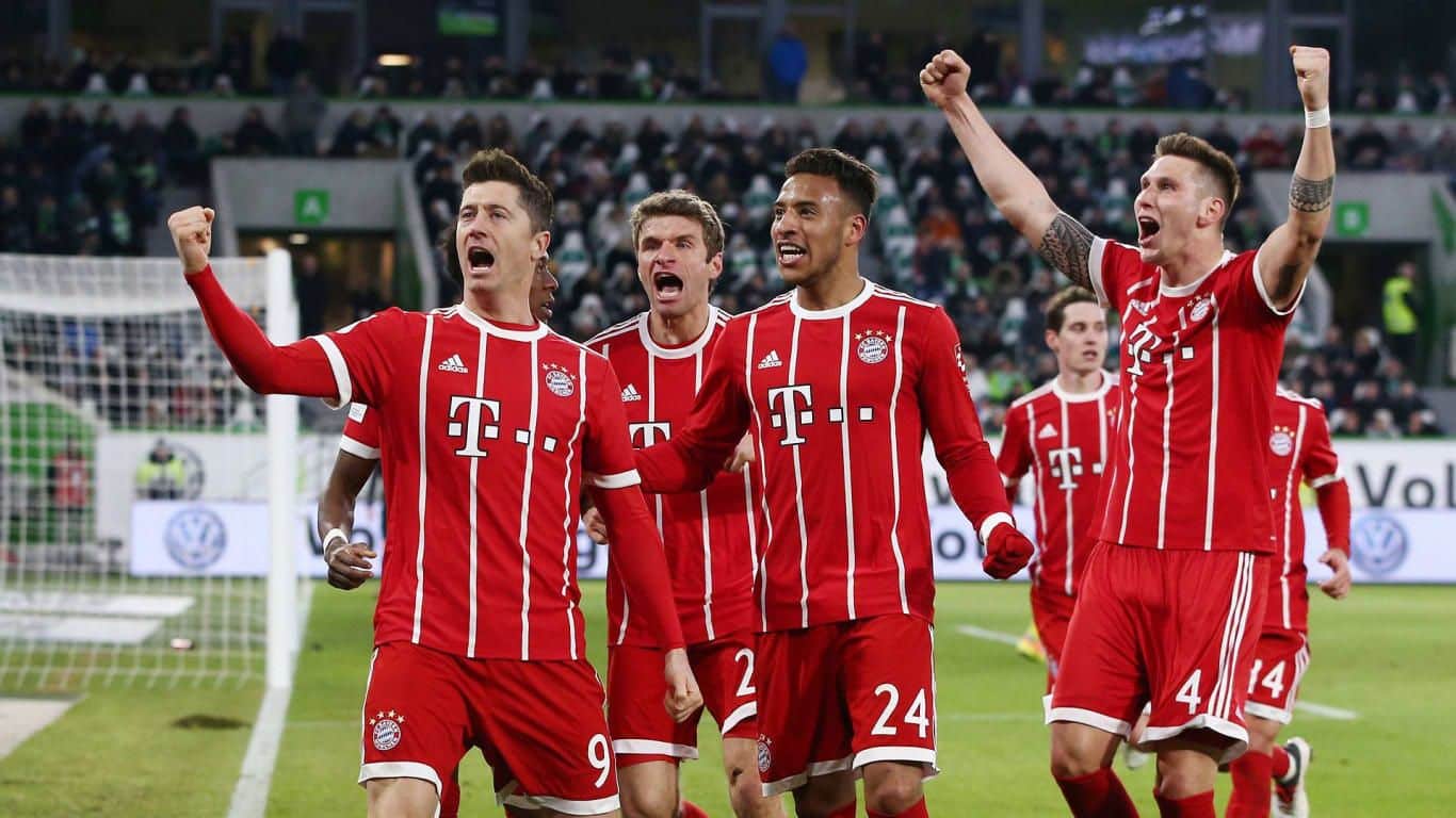 Festejo del gol de Lewandoski. Vía: fcbayern.com