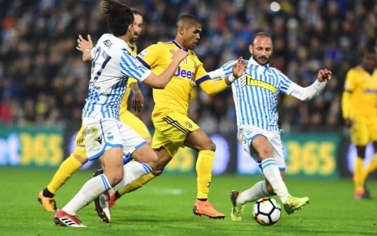 Douglas Costa y jugadores de la Spal- foto destacada vía: https://sport.sky.it