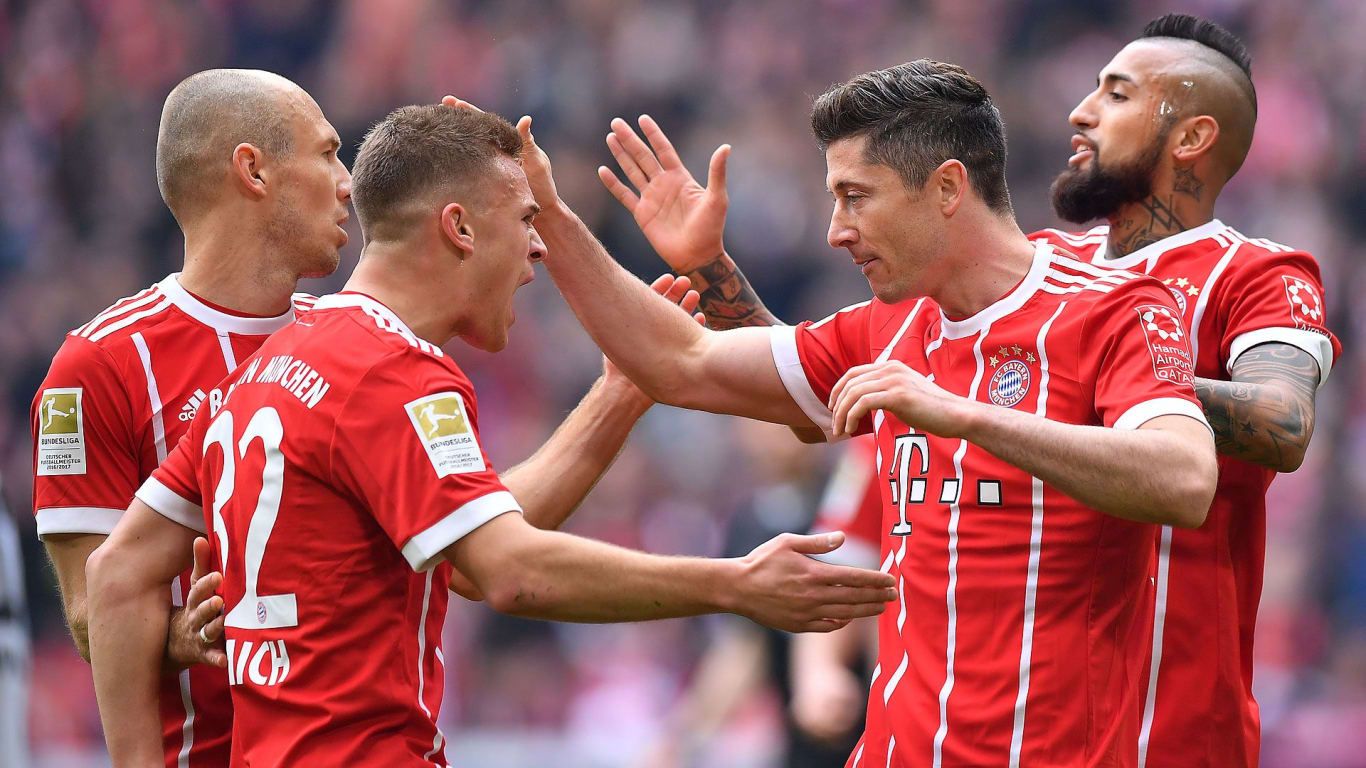 Celebración de los jugadores del Bayern. Vía: fcbayern.com