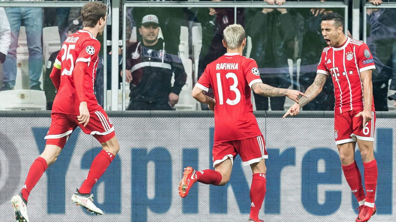 Celebración del gol de Thiago. Vía: fcbayern.com