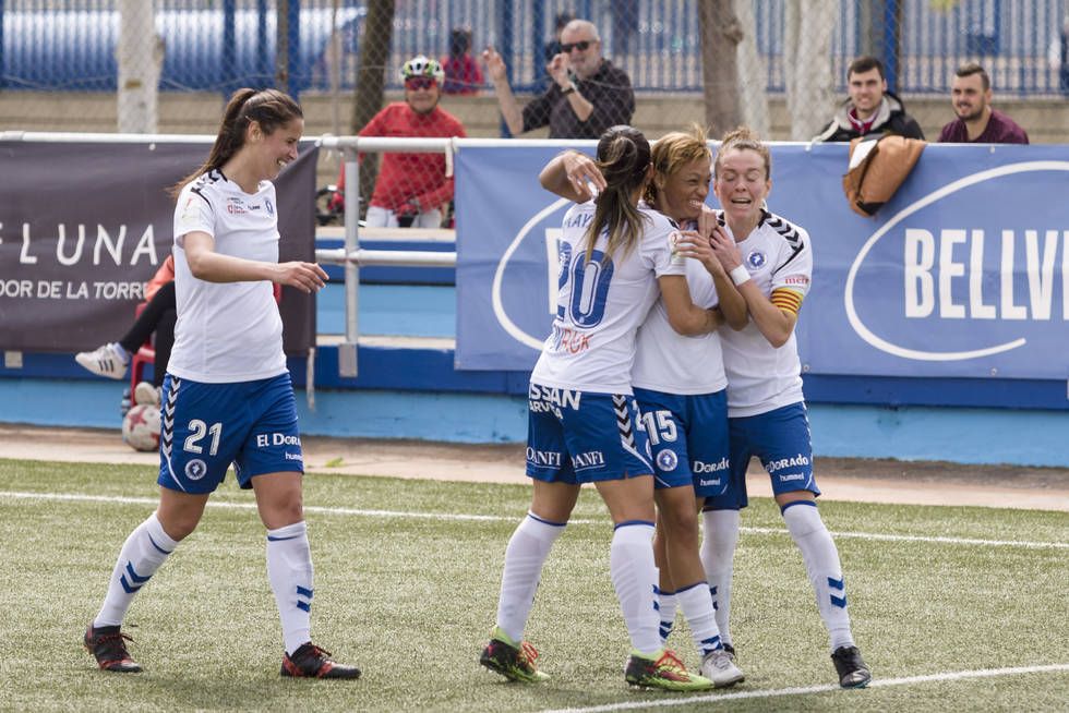 Las zaragocistas celebran el gol de Coleman. Fuente: Heraldo.