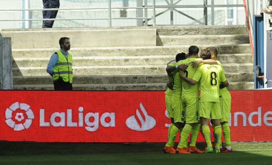 La plantilla celebrado el gol marcado por Olivera
Fuente: @Laliga
