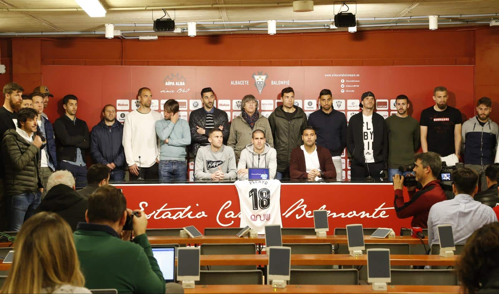 La plantilla del Albacete BP compareció en rueda de prensa. Fuente: Albacete Balompié