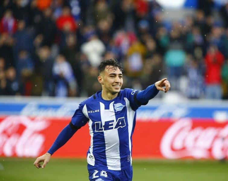 Munir celebra el segundo tanto del Alavés. Fuente: La Liga