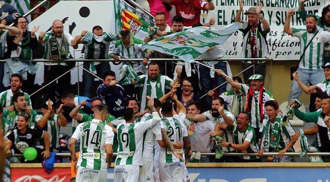 Celebración blanquiverde del primer tanto ante el CF Reus | Imagen: Córdoba CF