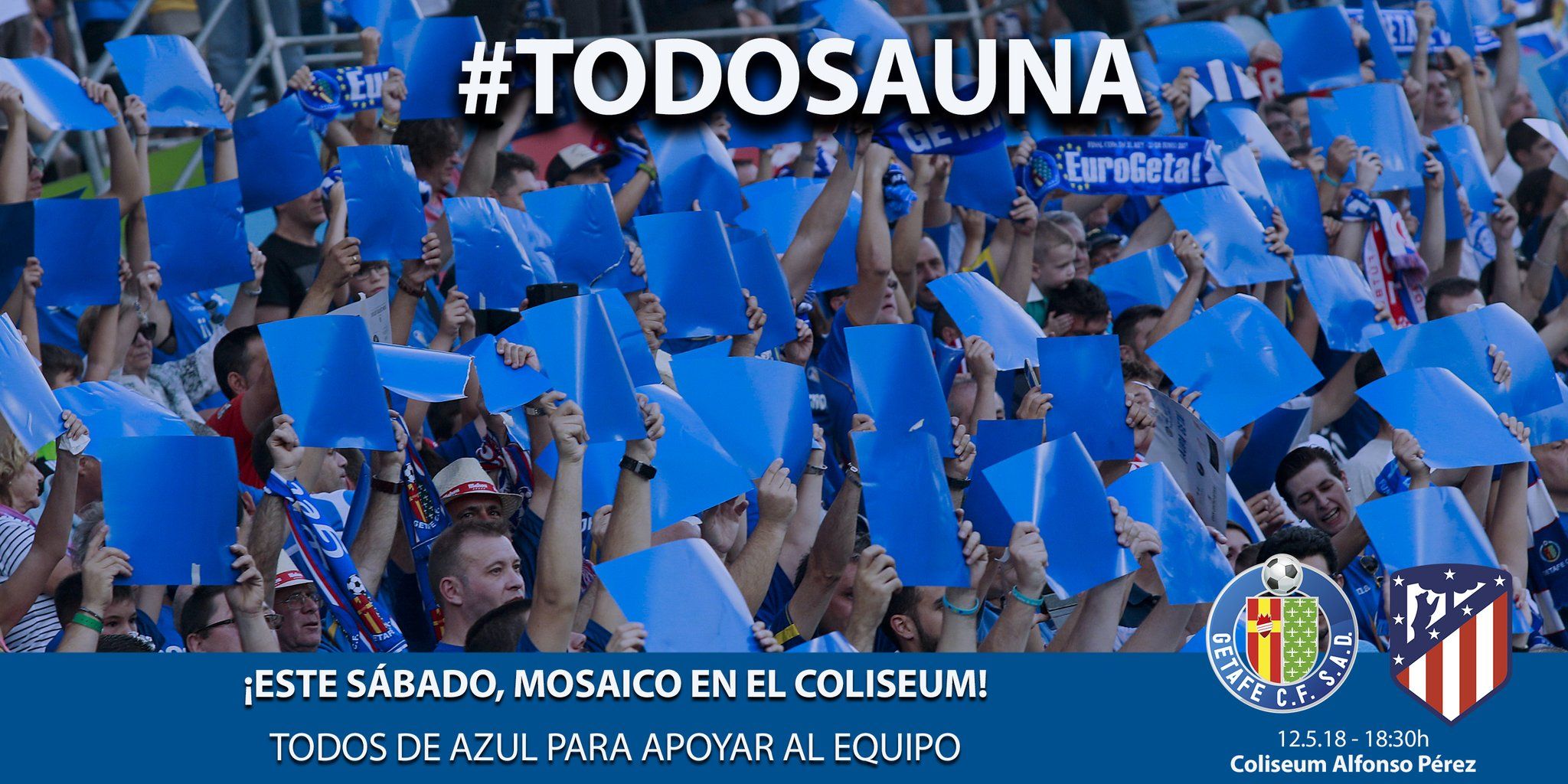 Imagen anunciando el mosaico del Getafe - Atlético . Fuente: Getafe CF