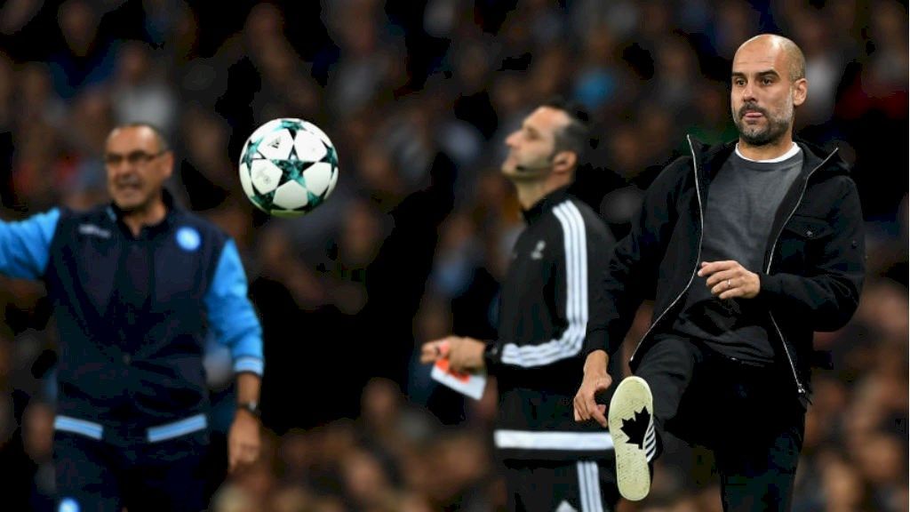 Pep Guardiola en un partido de Champions del Manchester City. / Fuente: es.mancity.com: