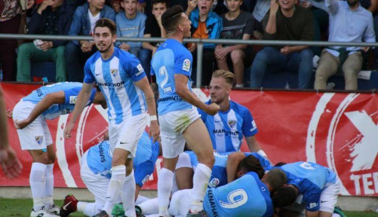 El Malagueño celebra el gol que le daría el ascenso