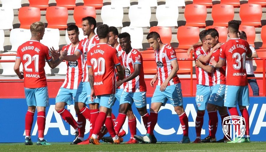 Celebración de un tango lucense frente al Sevilla Atlético | Imagen: CD Lugo