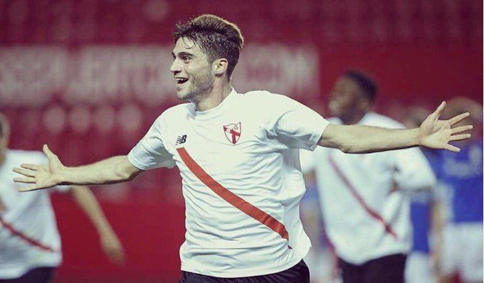 David Carmona celebra un tanto con el Sevilla Atlético