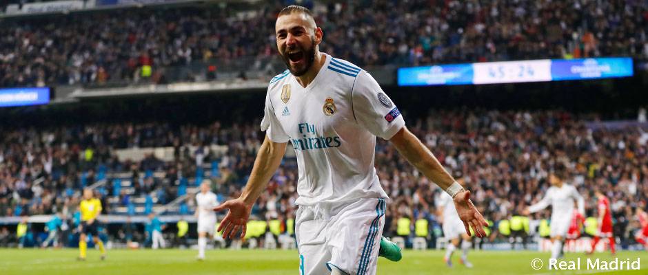 Karim Benzema celebra un gol con el Real Madrid. Foto: Real Madrid (realmadrid.com).