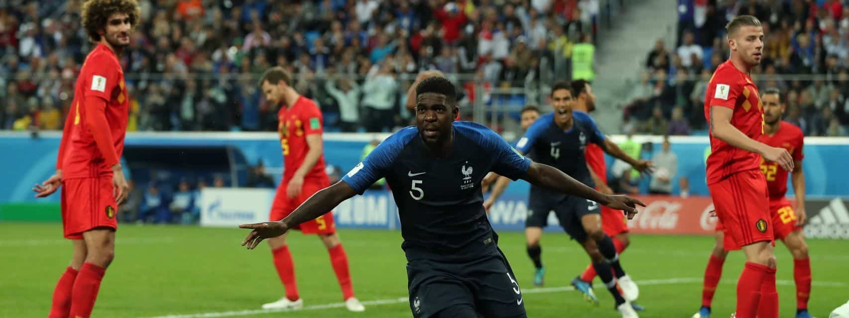 Umtiti celebrando un gol con Francia