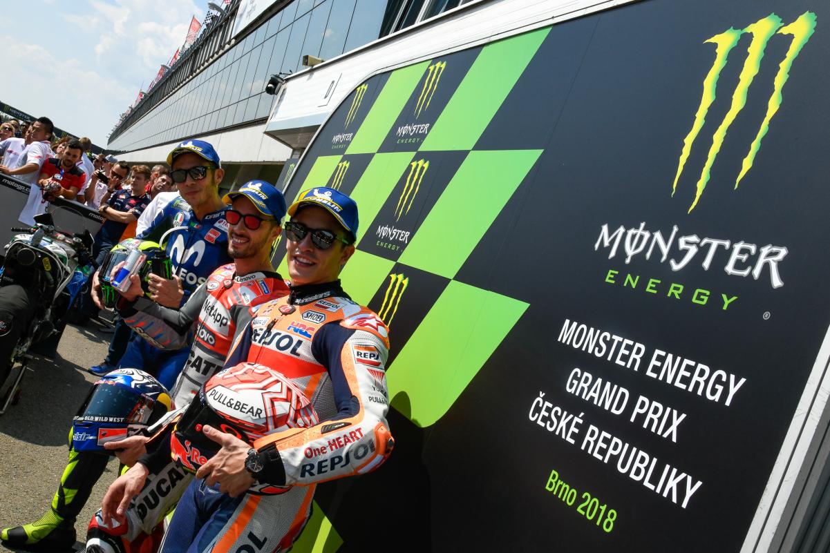 Andrea Dovizioso, Valentino Rossi y Marc Márquez saldrán mañana en primera fila // Fuente: motogp.com