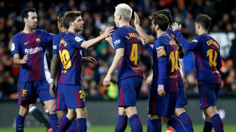 El FC Barcelona celebrando el pase a la final de la Copa del Rey 17/18. Foto: Jesús Burgos Ubeda