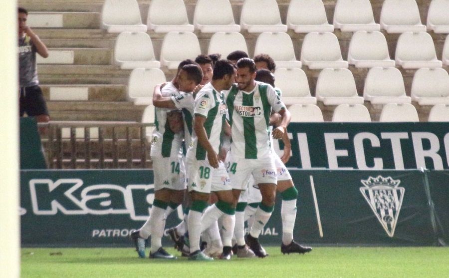 Celebración de uno de los goles blanquiverdes | Imagen: Charo Tobajas (Córdoba CF)