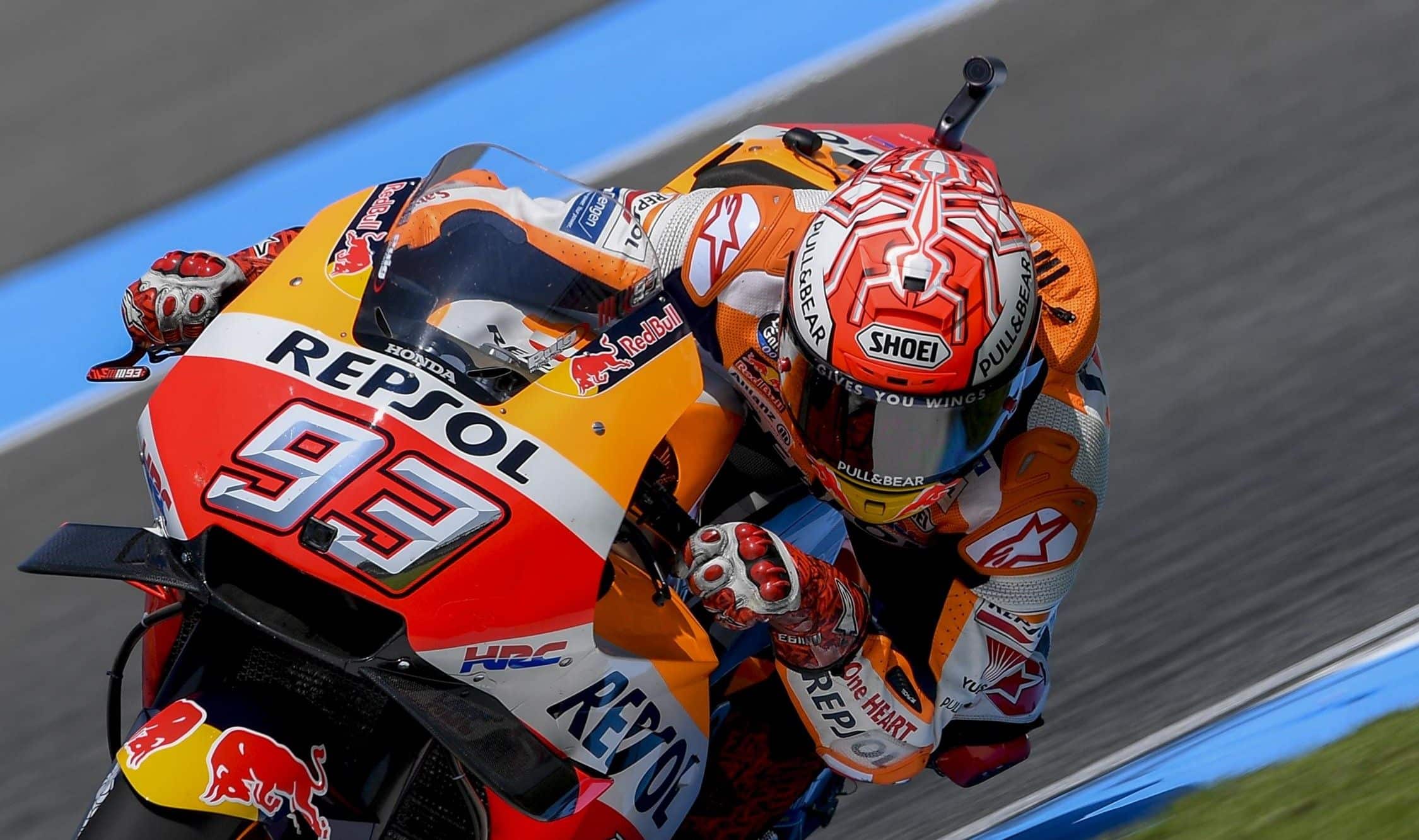 Marc Márquez durante los entrenamientos libres del GP de Tailanda / fuente: motogp.com