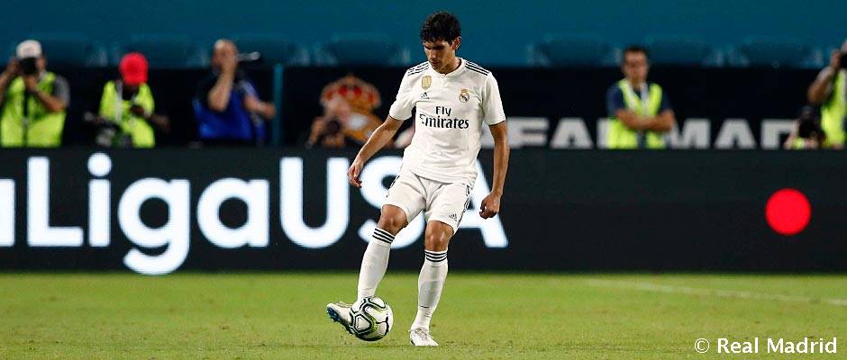 Jesús Vallejo en un partido de pretemporada del Real Madrid. Foto: Real Madrid Club de Fútbol.