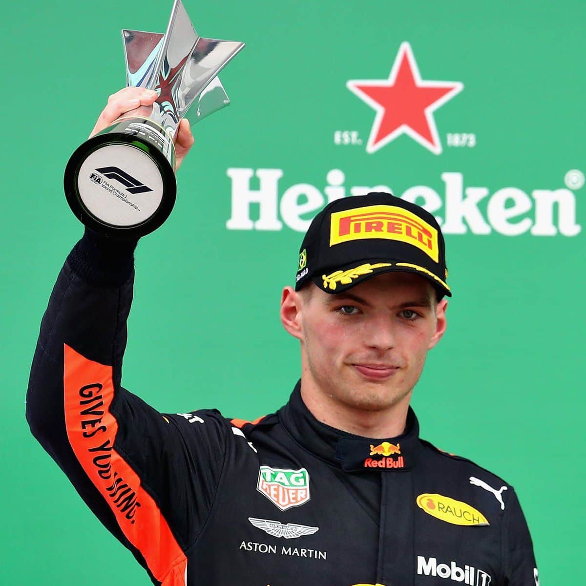 Max Verstappen en el podio del GP de Brasil. Vía: Formula1.com