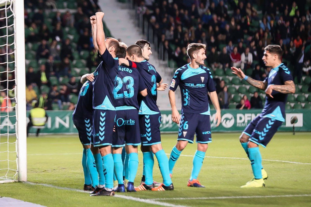 Los jugadores del Albacete celebran el gol de Susaeta. Fuente: Albacete Balompié