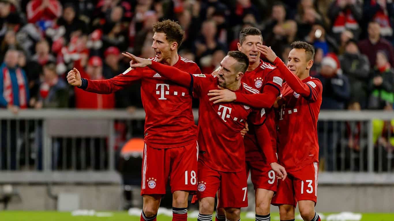 Celebración de uno de los goles. Vía: fcbayern.com
