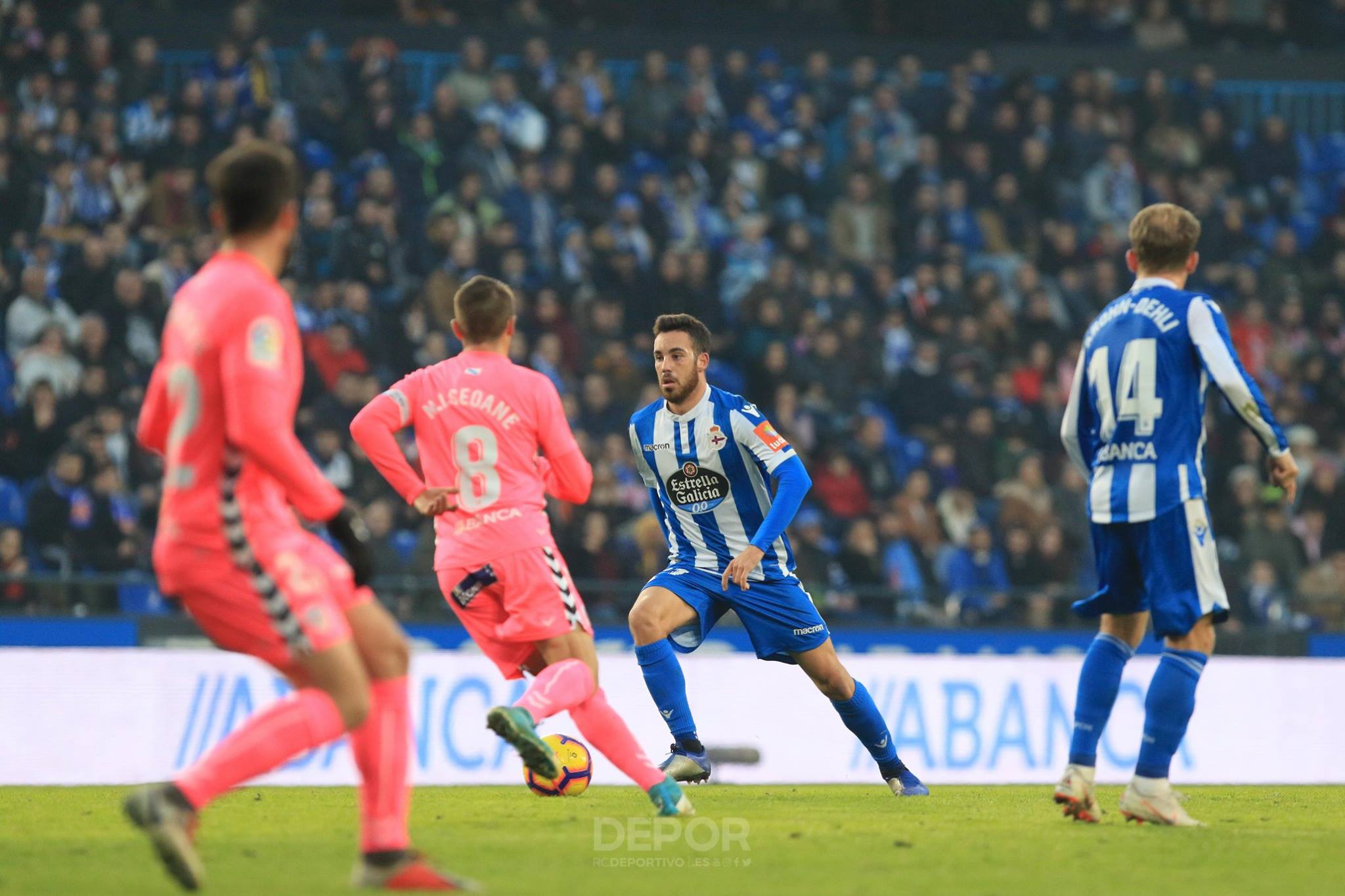 Edu Expósito en el encuentro frente al Lugo