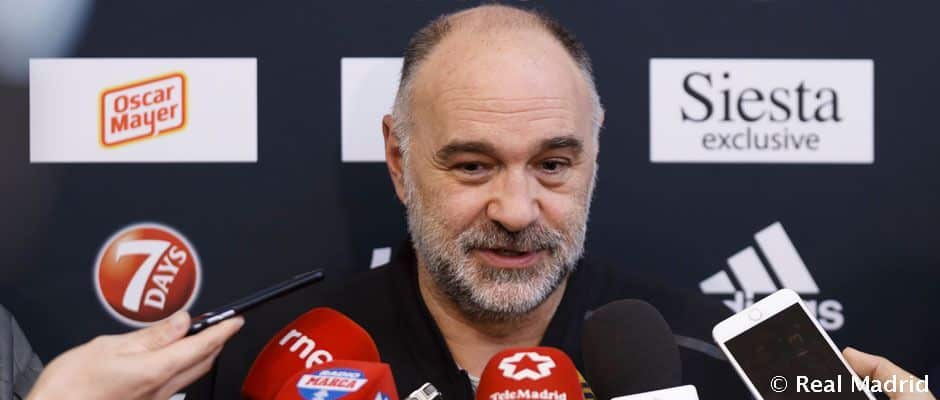 Pablo Laso comparece ante los medios de comunicación. Foto: Real Madrid.