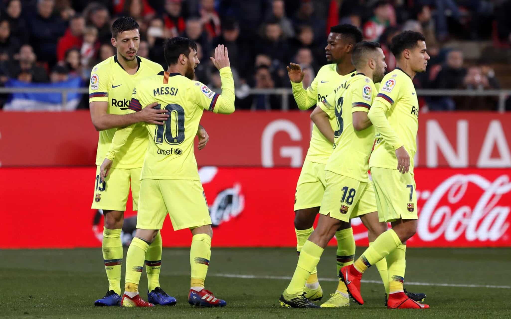El conjunto azulgrana celebra el gol de Leo Messi
Foto: Miguel Ruiz (FCB)