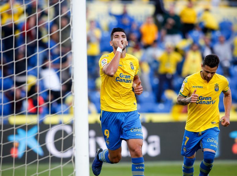 Rafa Mir celebra el tercer gol de la UD Las Palmas