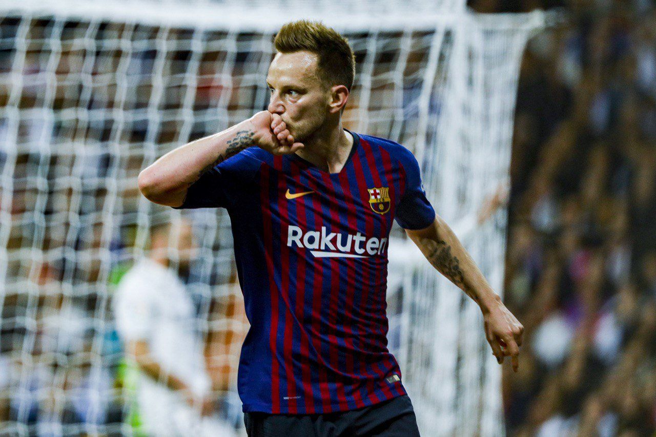 Ivan Rakitic celebra el gol del pasado sábado en 'El Clásico'