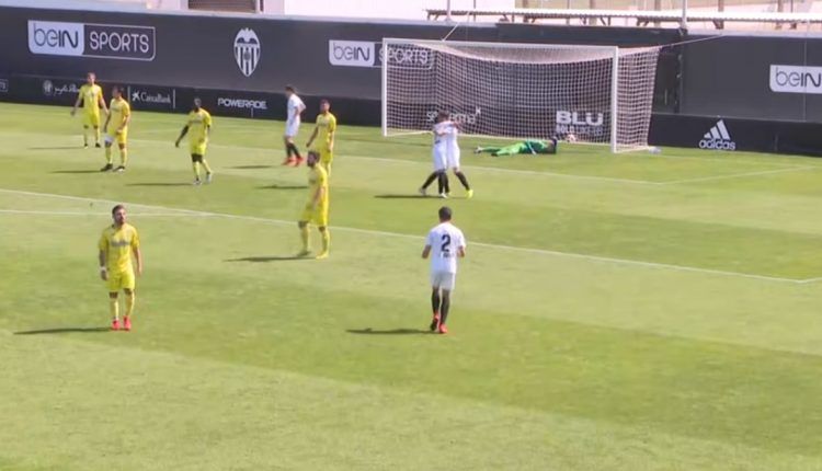 Ocasión de peligro en el Valencia Mestalla - SD Ejea de la pasada jornada