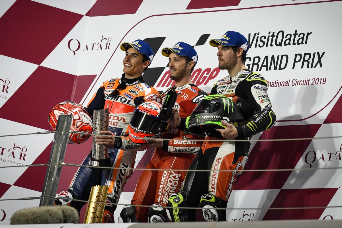 Márquez y Crutchlow acabaron en podio mientras que Lorenzo acabó 13º//Fuente: motogp.com