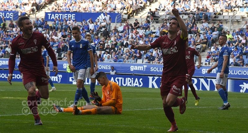 Alfaro celebra su tanto ante el Real Oviedo | Imagen: Córdoba CF