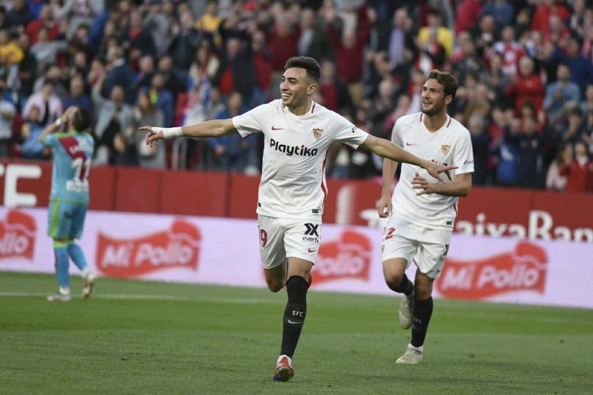 Munir celebra uno de sus goles | Imagen: Sevilla FC
