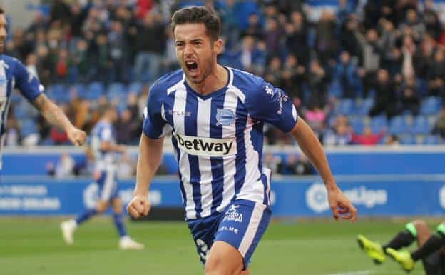 Jony celebra un gol con el Alavés