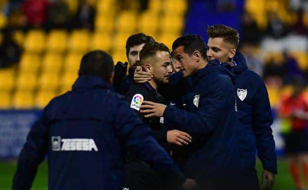 Celebración de la victoria del Málaga CF. Foto: Diario Sur.