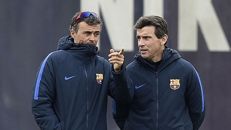 Juan Carlos Unzúe en su etapa como segundo de Luis Enrique en el FC Barcelona
