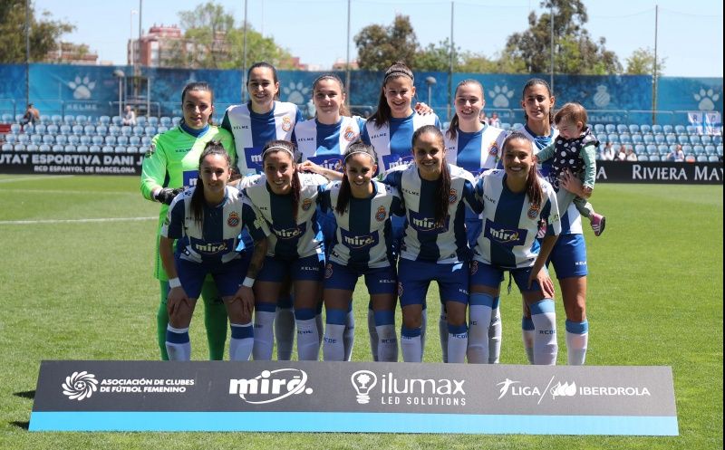 El once perico que despidió la temporada frente al Sporting de Huelva en la Ciudad Deportiva Dani Jarque. Fuente: web del RCD Espanyol.