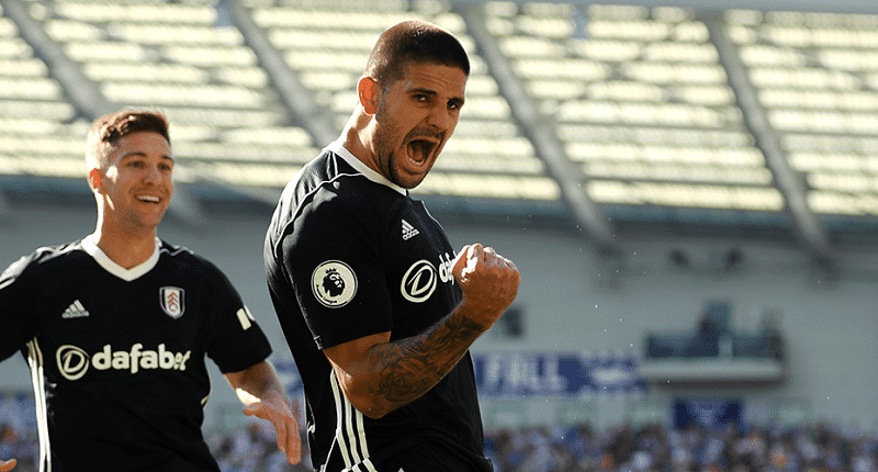 Mitrovic celebra uno de sus goles con el Fulham | Imagen: Premier League