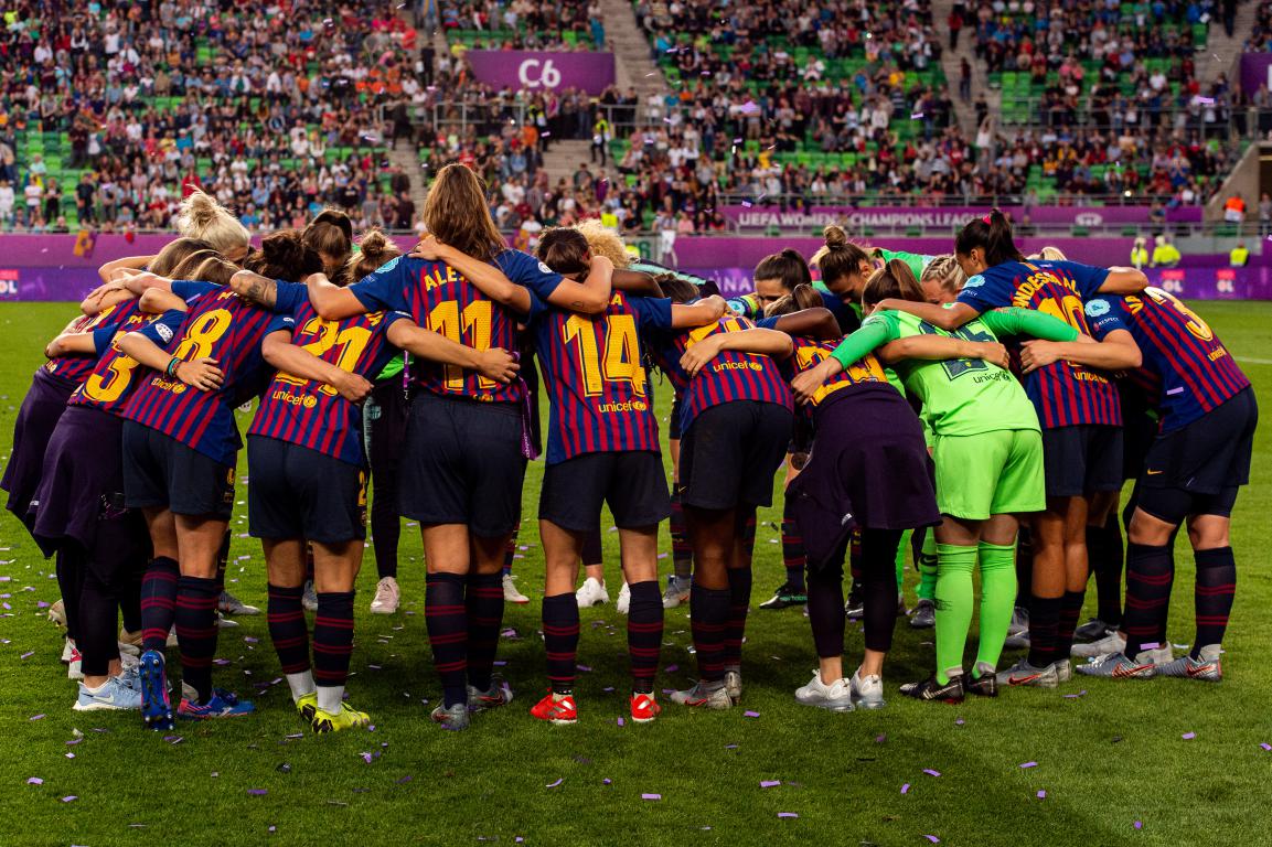 Toda la plantilla del FC Barcelona en la final de Champions. / vía: @fcbfemeni
