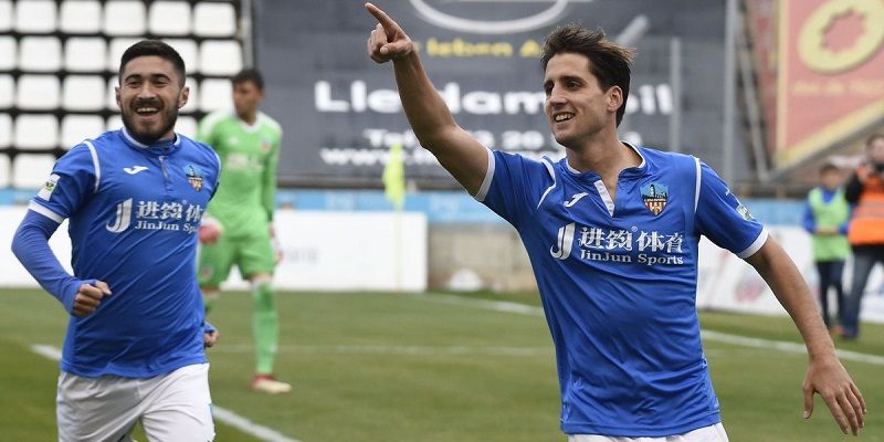 Ortuño celebra uno de sus goles la pasada temporada | Imagen: Lleida Esportiu