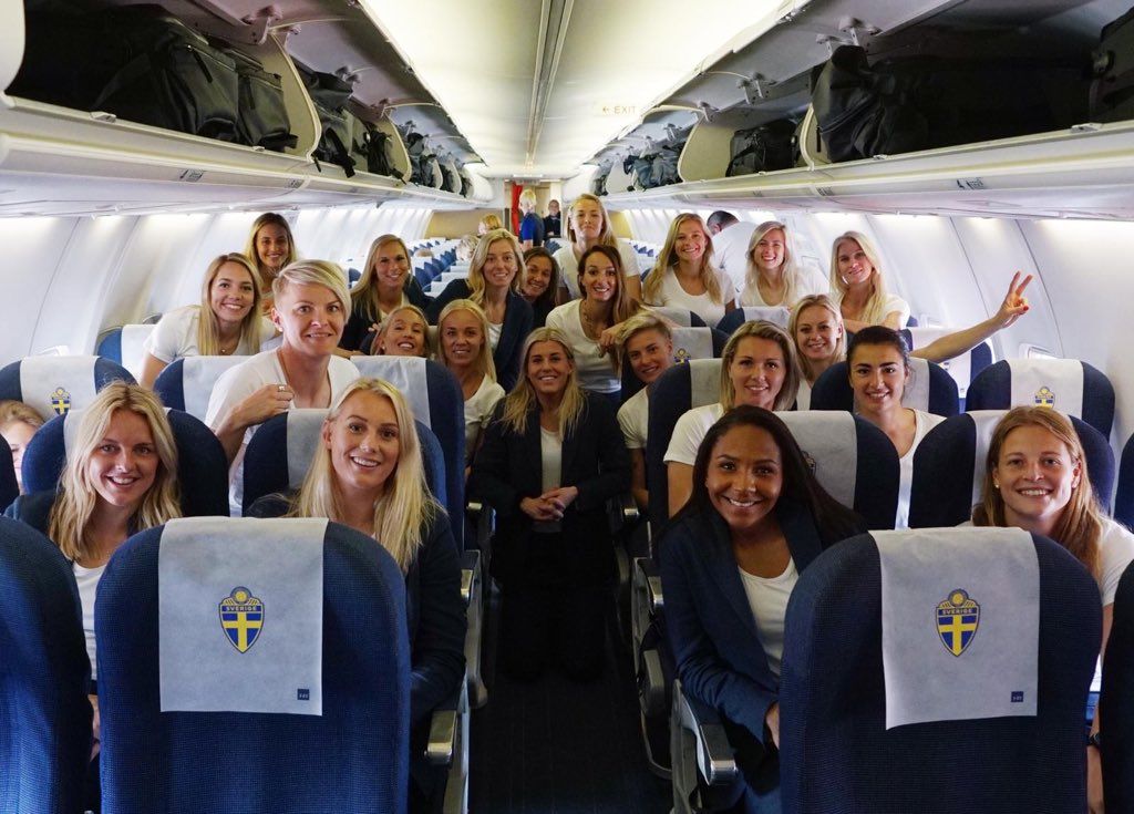 La selección de Suecia viajando a Francia. Fuente: Svensk Fotball