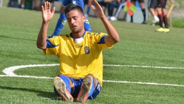 Cristian Herrera durante su etapa en el filial de Las Palmas | Imagen: Twitter